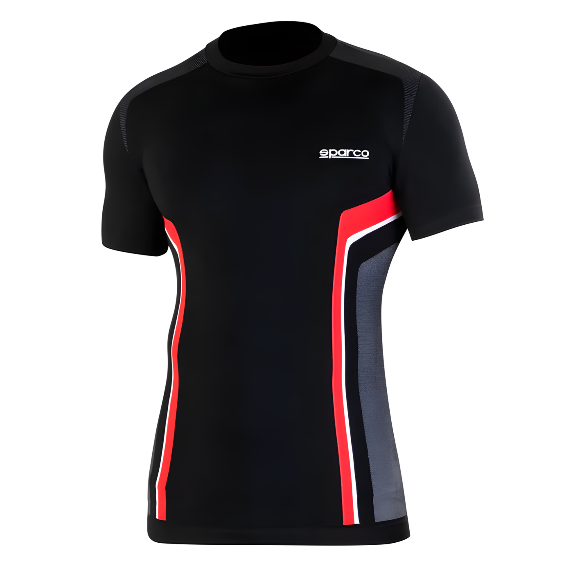 The front of the red and black Sparco Hyper-T Gaming T-Shirt from Sparco.