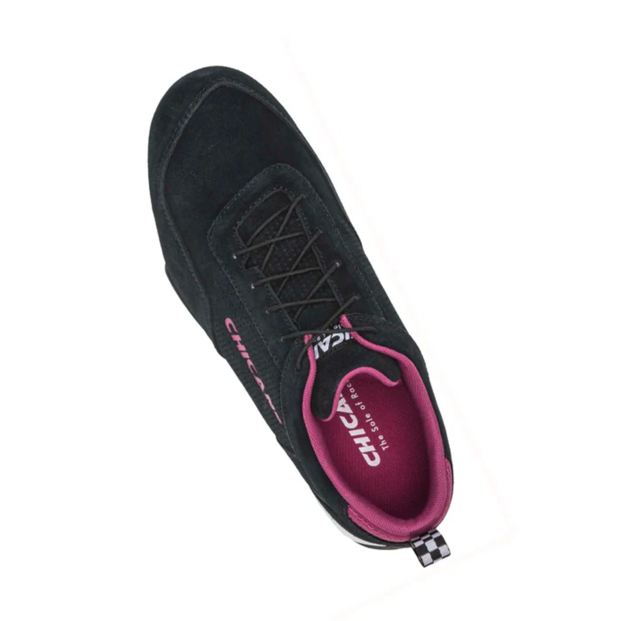 The black Chicane Speedster Women's Shoes from Chicane with pink accents from the top.