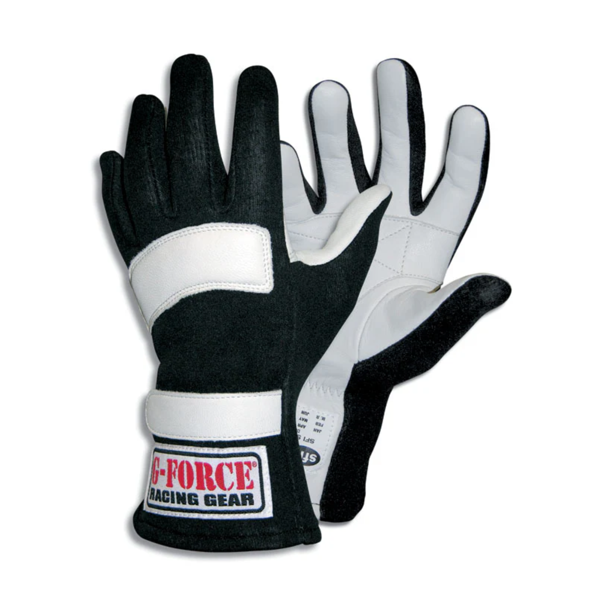 The black and white G-Force G5 Racing Gloves from G-Force available in various sizes.