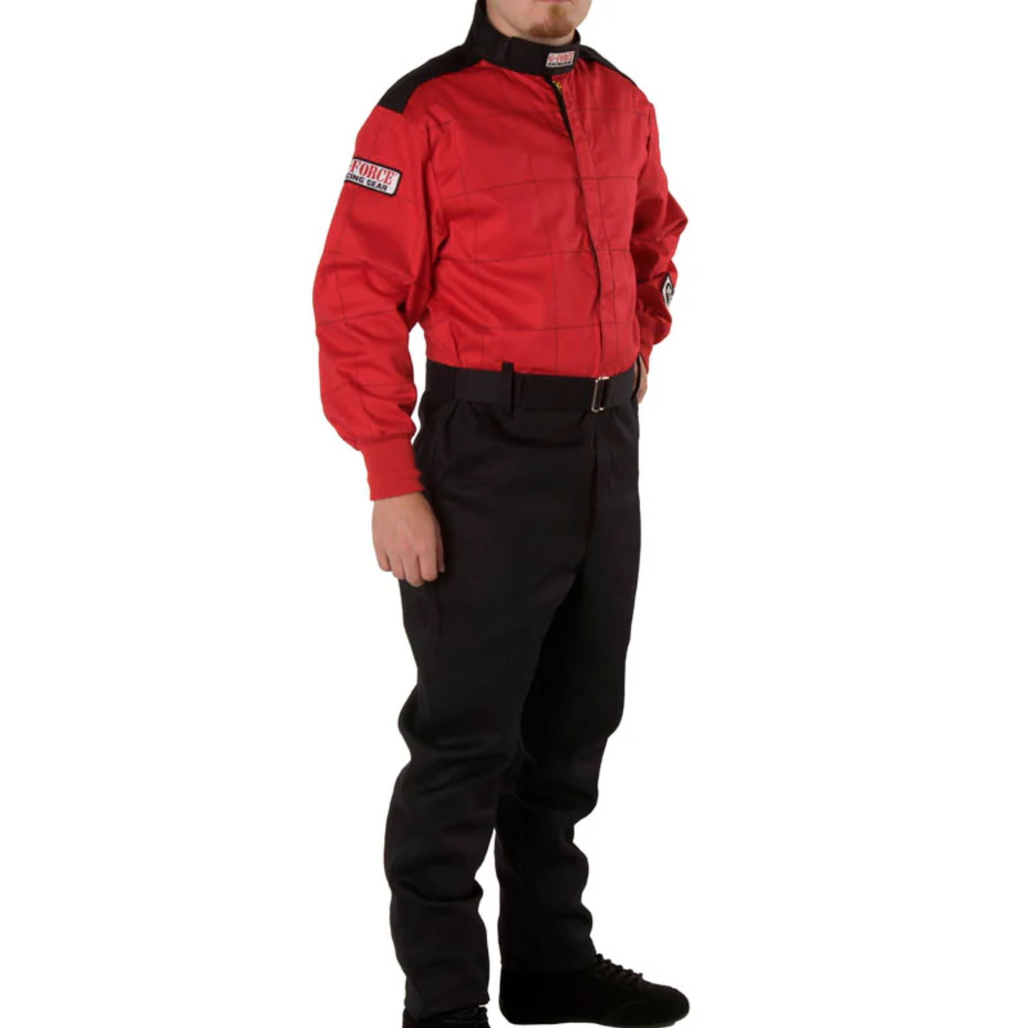 The red and black G-Force GF125 Racing Suit from G-Force, available in child and adult sizes.