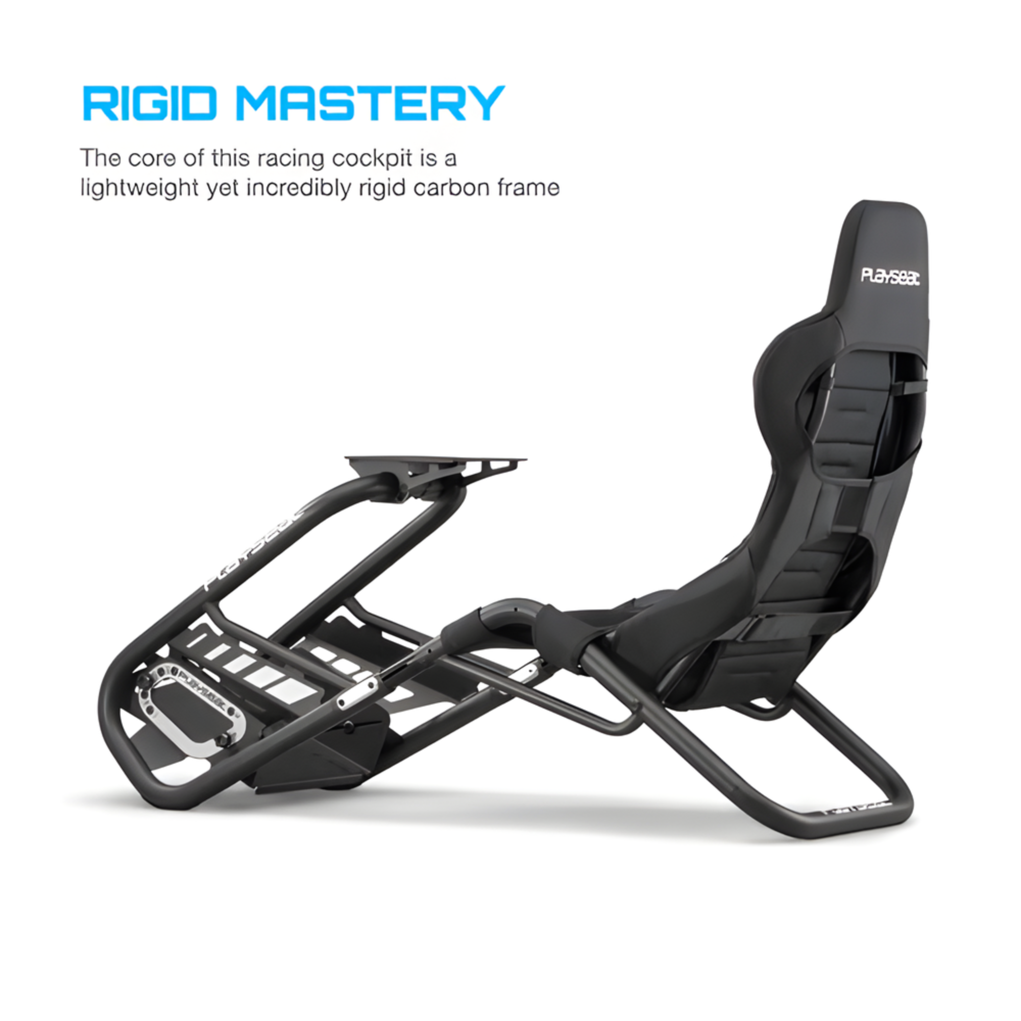 The black Playseat Trophy from Playseat highlighting the rigid mastery with more information.