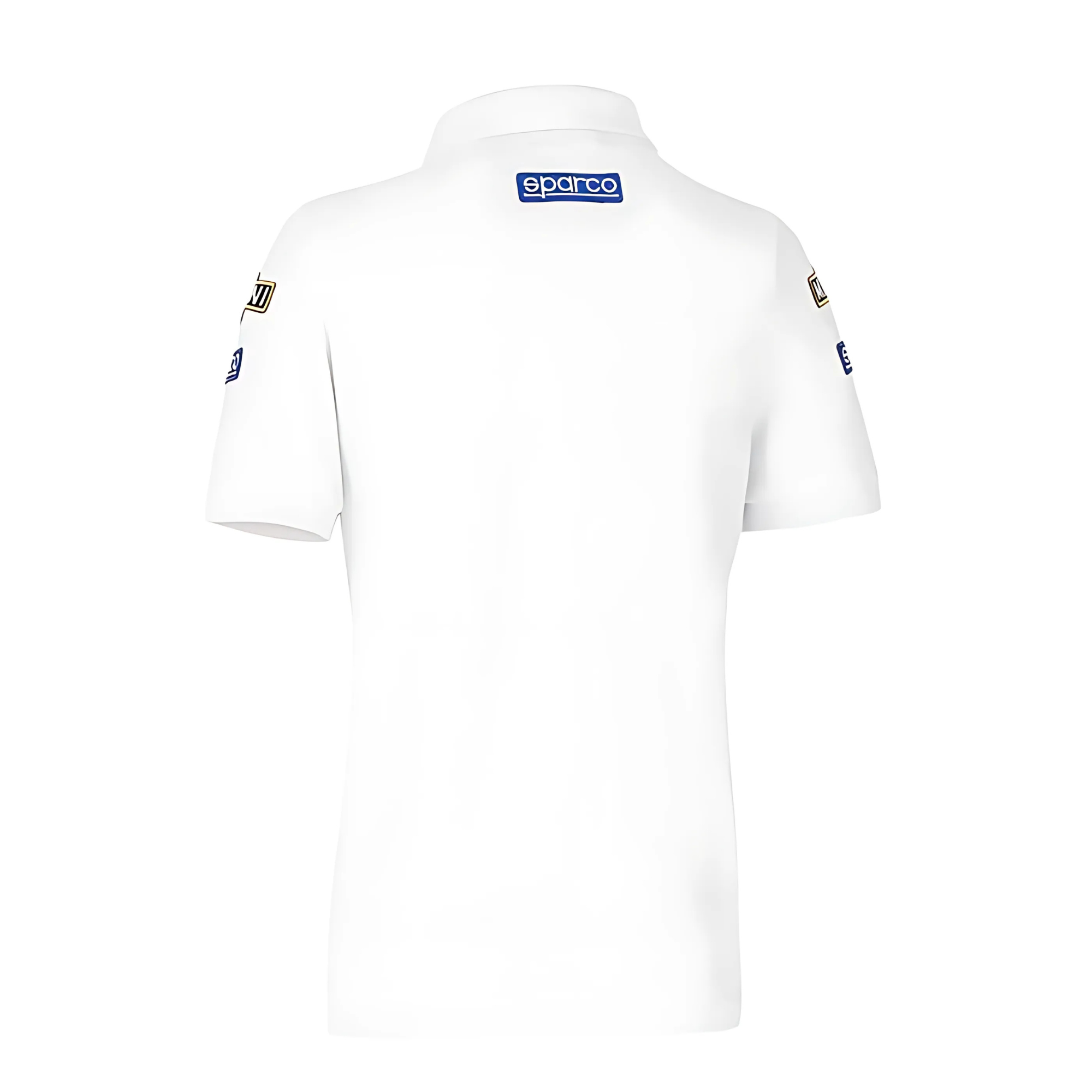 The back of the white Sparco Martini Racing Ladies Patch Polo from Sparco.